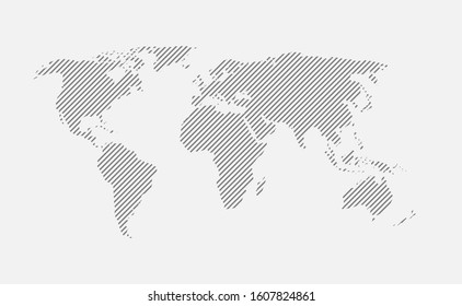 Black world map vector isolated on background. Flat Earth template for pattern, report, inphographics, banner, backdrop. World map templates, patterns. Global worldwide travel trip.