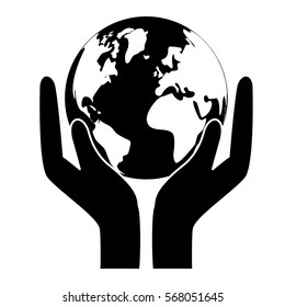 Black world nature conservancy icon, vector illustration