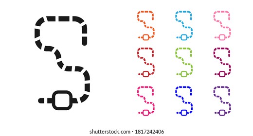 Black Worm icon isolated on white background. Fishing tackle. Set icons colorful. Vector