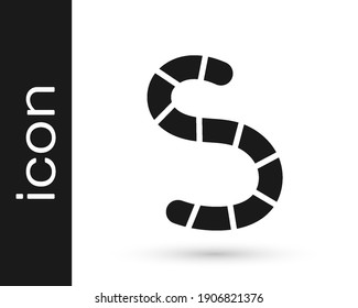 Black Worm icon isolated on white background. Fishing tackle.  Vector