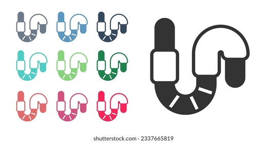 Black Worm icon isolated on white background. Fishing tackle. Set icons colorful. Vector