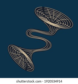 black wormhole with white isolated lines. vector