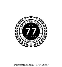 Black wreath anniversary. Happy anniversary 77 years celebration. Vector illustration on white background.