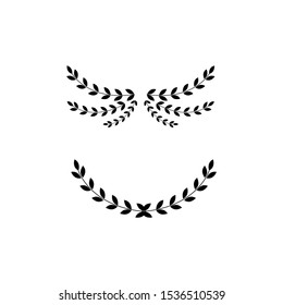 Black wreath divider set - isolated arched laurel branches with leaves forming a curve. Page embellishment or ornate leaf arch decoration - flat vector illustration. svg