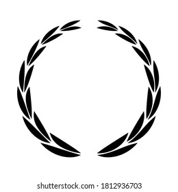 Black wreath icon. Round leaves frame vector illustration.