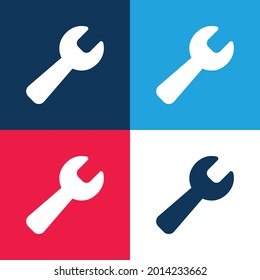 Black Wrench blue and red four color minimal icon set