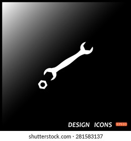 black wrench. icon. vector design