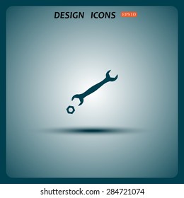 black wrench. icon. vector design
