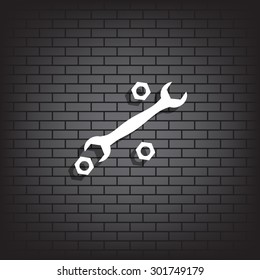 black wrench. icon. vector design