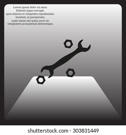black wrench. icon. vector design