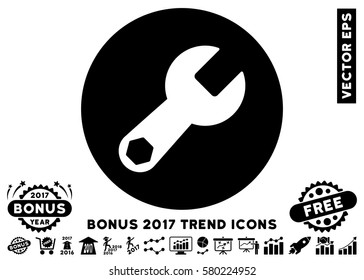 Black Wrench pictogram with bonus 2017 trend design elements. Vector illustration style is flat iconic symbols, white background.