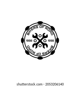 black wrench shape logo design for automotive.