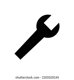 Black wrench silhouette icon. Vector.