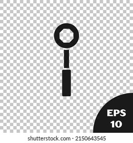 Black Wrench spanner icon isolated on transparent background.  Vector Illustration