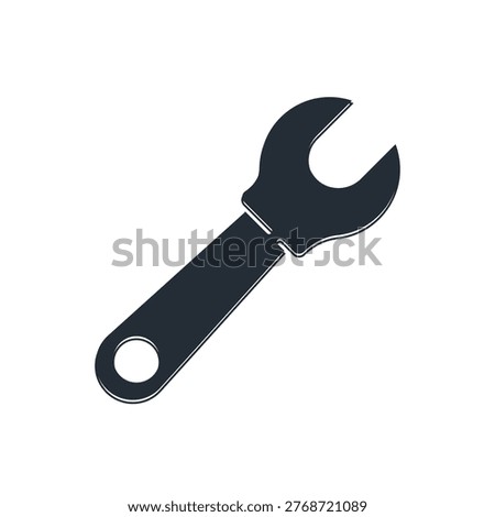 Black Wrench spanner icon isolated on white background.  Vector