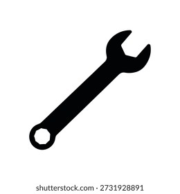 Black wrench tool isolated flat design vector illustration scalable graphic