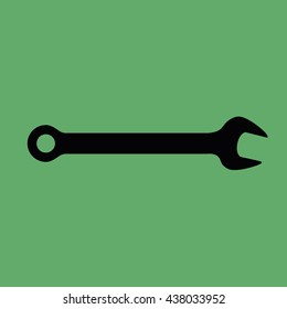Black wrench tool vector icon