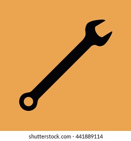 Black wrench tool vector icon