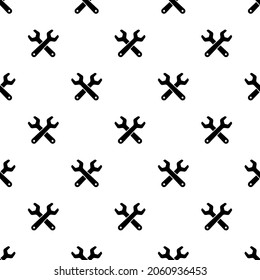 Black wrenches isolated on white background. Monochrome seamless pattern. Vector simple flat graphic illustration. Texture.