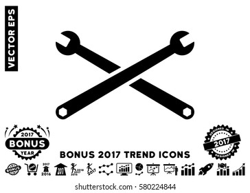 Black Wrenches pictograph with bonus 2017 trend elements. Vector illustration style is flat iconic symbols, white background.