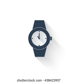 Black Wrist Watch icon with long shadow