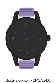 Black Wristwatch Icon Flat Isolated