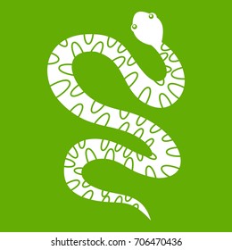 Black writhing snake icon white isolated on green background. Vector illustration