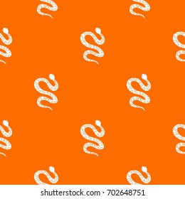 Black writhing snake pattern repeat seamless in orange color for any design. Vector geometric illustration