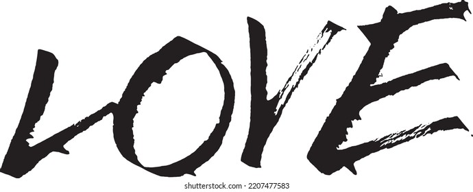 Black written in ink text LOVE