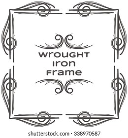 Black Wrought Iron corners collected under a white background.It can be used as decorative ellements to design packaging, greeting cards, and more