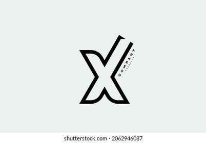 black X alphabet letter logo icon with line. Design for business and company