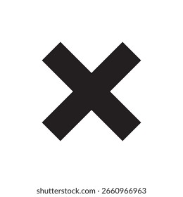 Black x error symbol icon vector flat design on white background.