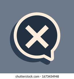 Schwarzes X-Zeichen, Kreuz im Kreis Symbol einzeln auf grauem Hintergrund. Markieren Sie das Symbol für Kreuzmarken. Lange Schattenstil. Vektorillustration-Illustration
