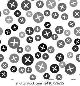 Black X Mark, Cross in circle icon isolated seamless pattern on white background. Check cross mark icon.  Vector