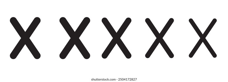Black X mark icon. Cross symbol isolated on white background. Vector EPS10