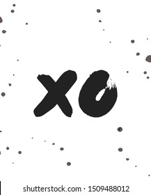 black X O with paint splatter 