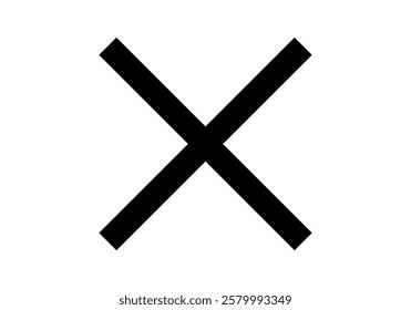 Black X on a white background