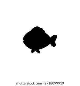 Black x ray fish skeleton silhouette isolated on white background. Ideal for science icons, anatomy graphics, and educational designs