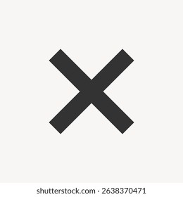 Black 'X' symbol on a white background. The 'X' is bold and centered. Simple 'X' design, ideal for icons or buttons. Minimalist 'X' symbol. User interface icon vector.