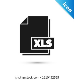 Black XLS file document. Download xls button icon isolated on white background. Excel file symbol.  Vector Illustration