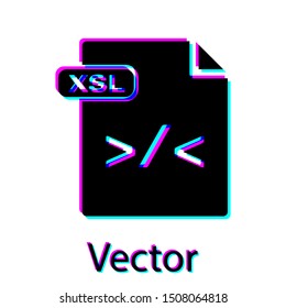 Black XSL file document. Download xsl button icon isolated on white background. Excel file symbol.  Vector Illustration