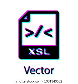 Black XSL file document icon. Download xsl button icon isolated on white background. Excel file symbol. Vector Illustration