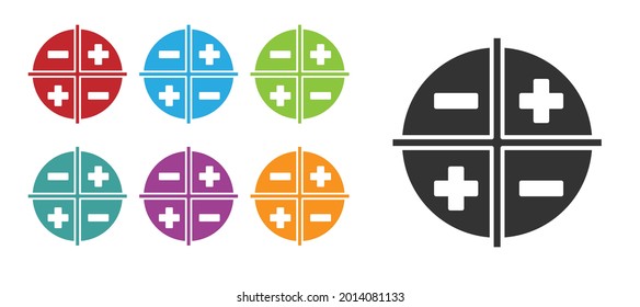 Black XYZ Coordinate system icon isolated on white background. XYZ axis for graph statistics display. Set icons colorful. Vector