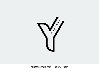 black Y alphabet letter logo icon with line. Design for business and company