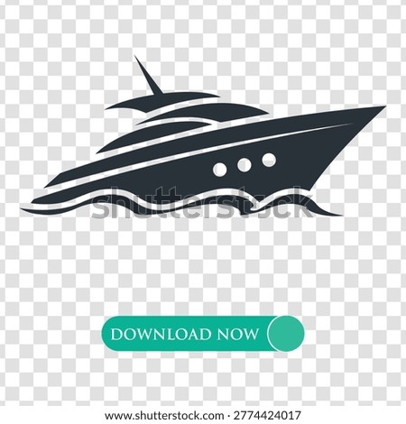 Black yacht icon on checkered background Vector