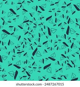 Black Yacht sailboat or sailing ship icon isolated seamless pattern on green background. Sail boat marine cruise travel.  Vector