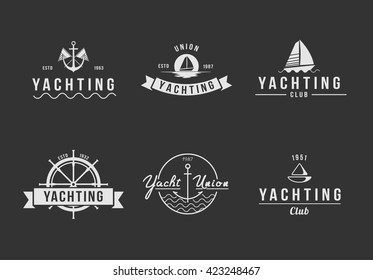 Black yachting logo set