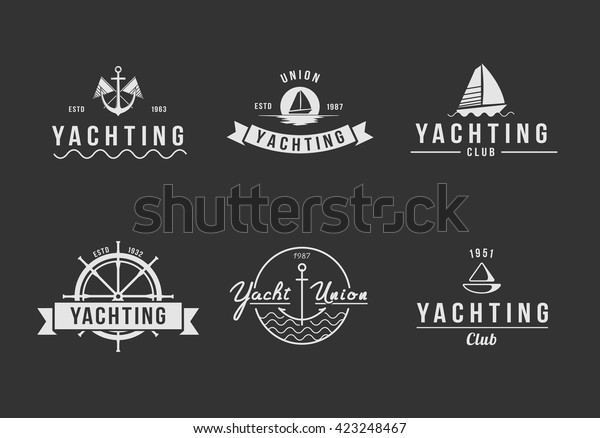 Black Yachting Logo Set Stock Vector (Royalty Free) 423248467