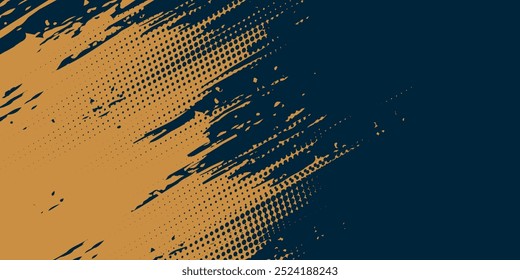 Fondo abstracto negro y amarillo con trazo de pincel y estilo semitono. grunge abstracto