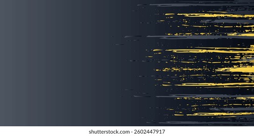 Black and yellow abstract background with brush stroke and halftone style modern grunge
